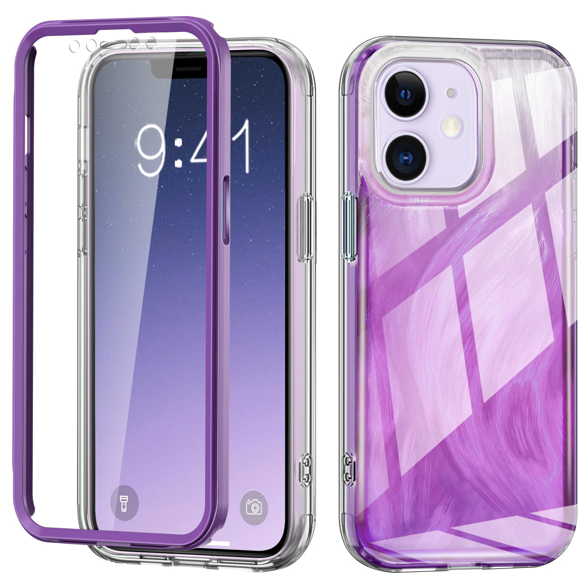 For iPhone 11 Feather Pattern Case Gradient PC+TPU Protective Phone Cover with Screen Protector For iPhone 11 Feather Pattern Case Gradient PC+TPU Protective Phone Cover with Screen Protector